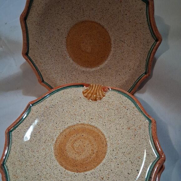 ITALIAN Neiman Marcus Horchow Stoneware Medici Saucers x4 Orange Yellow Blue - Picture 10 of 11